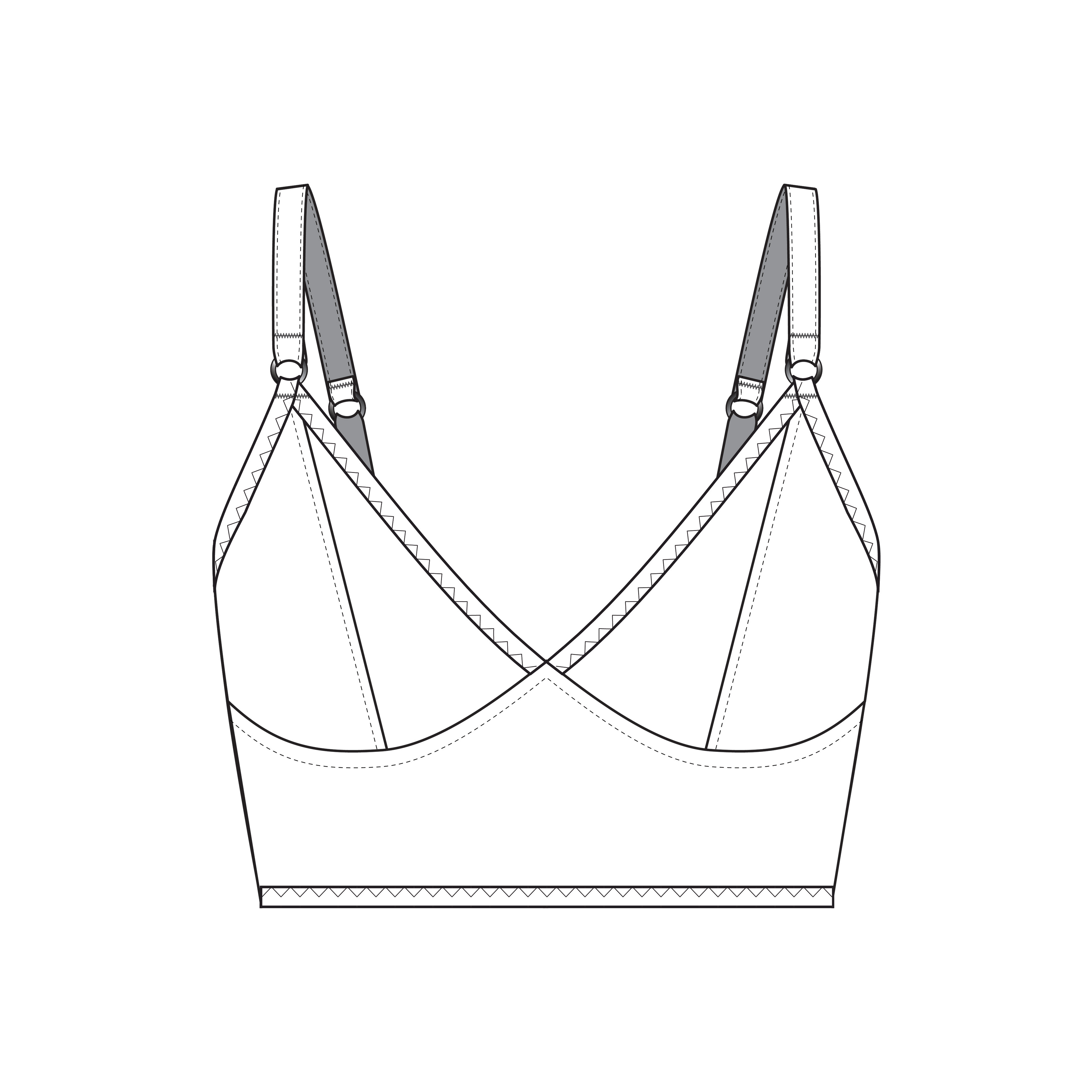 Line sketches for Rubies Bras Sahaara Bra pattern