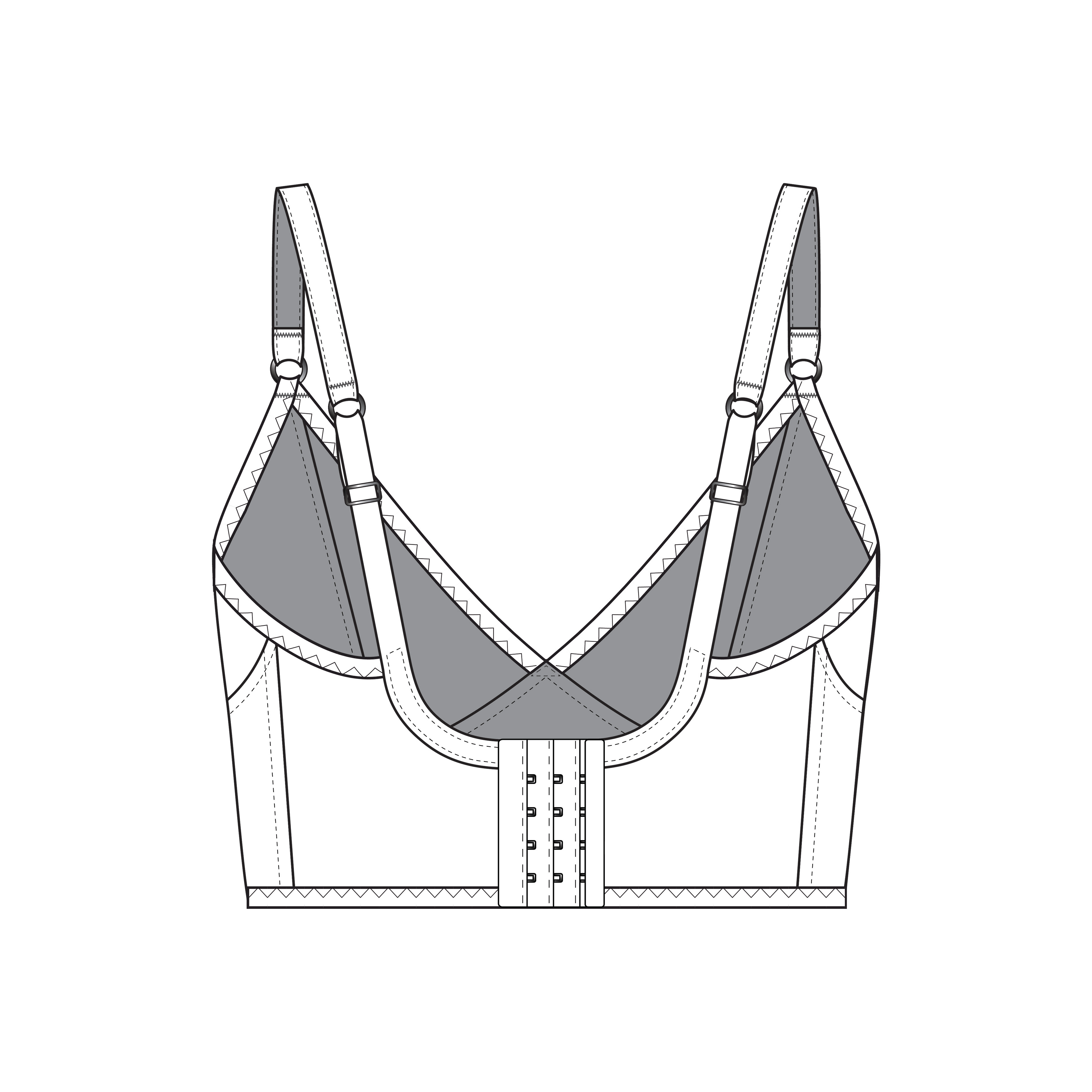 Line sketches for Rubies Bras Sahaara Bra pattern
