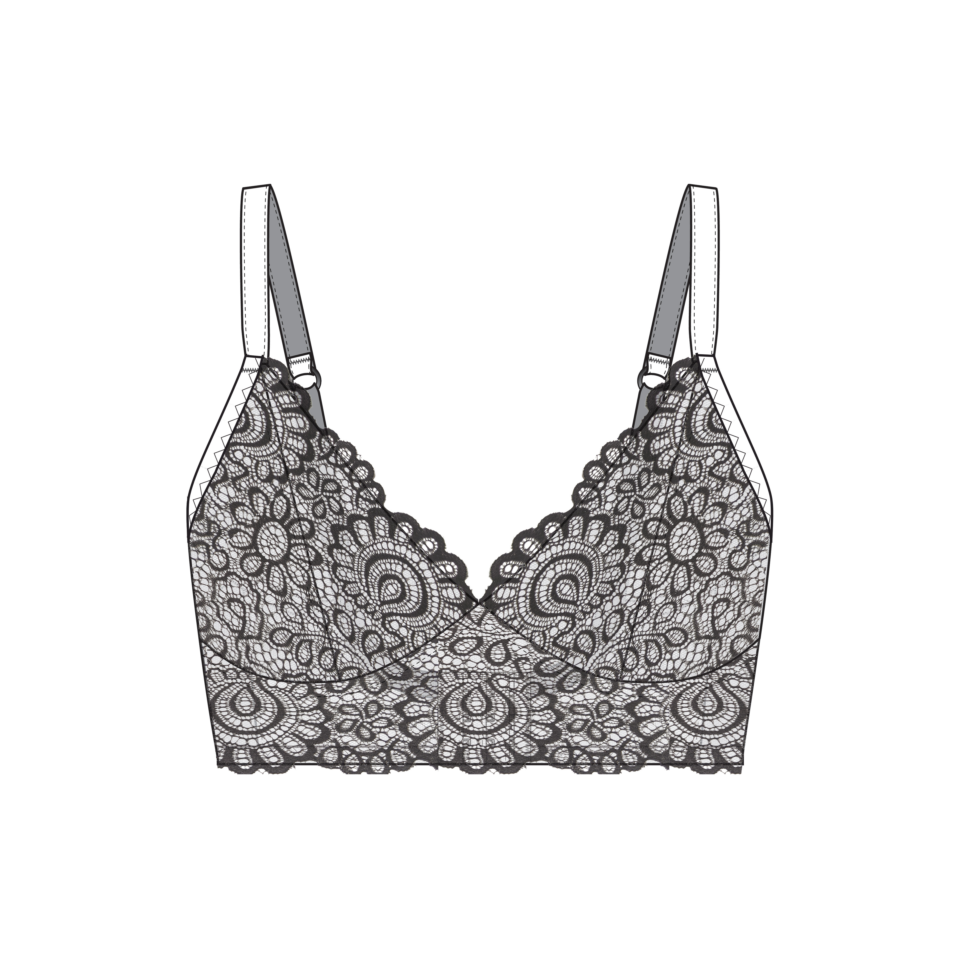 Line sketches for Rubies Bras Sahaara Bra pattern