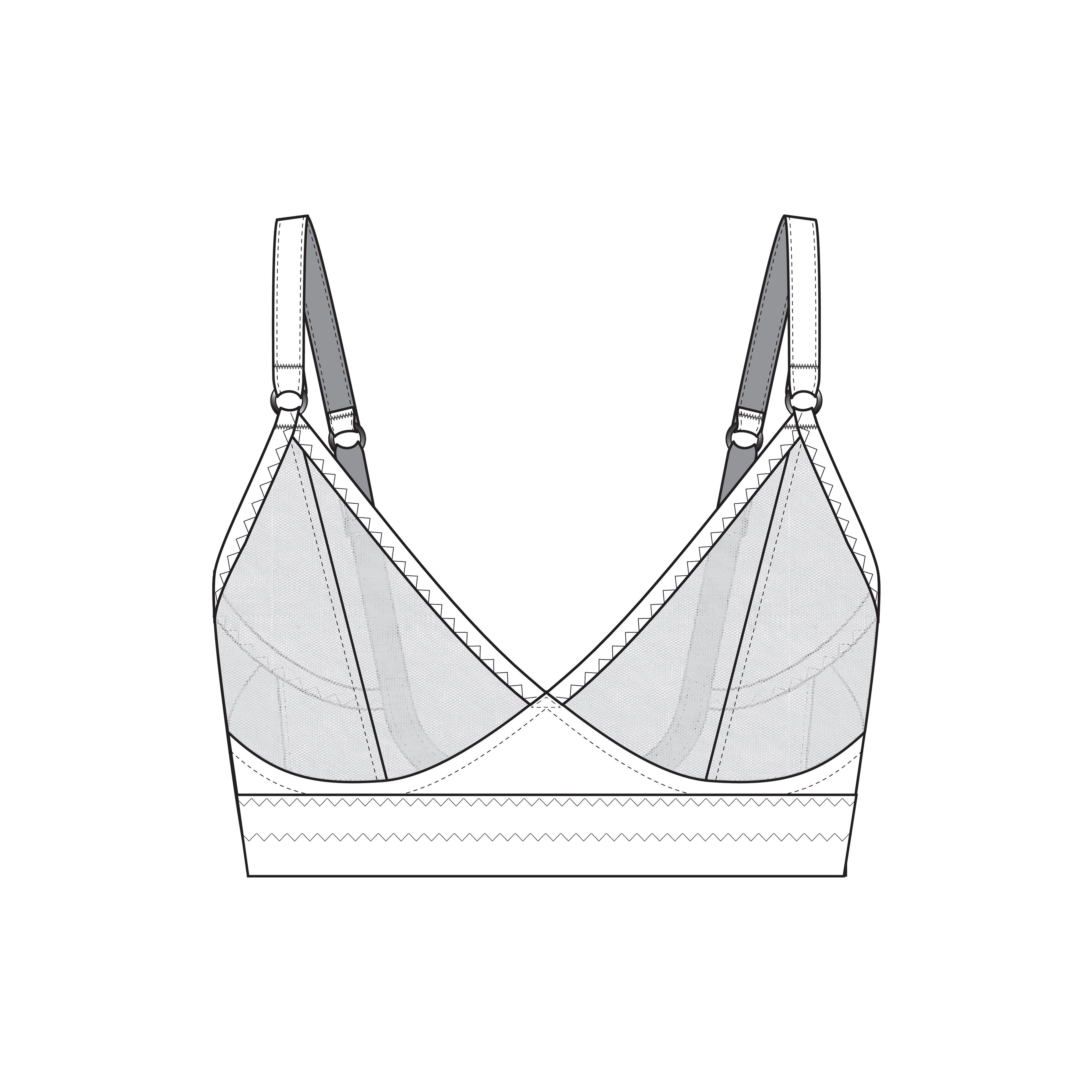 Line sketches for Rubies Bras Sahaara Bra pattern