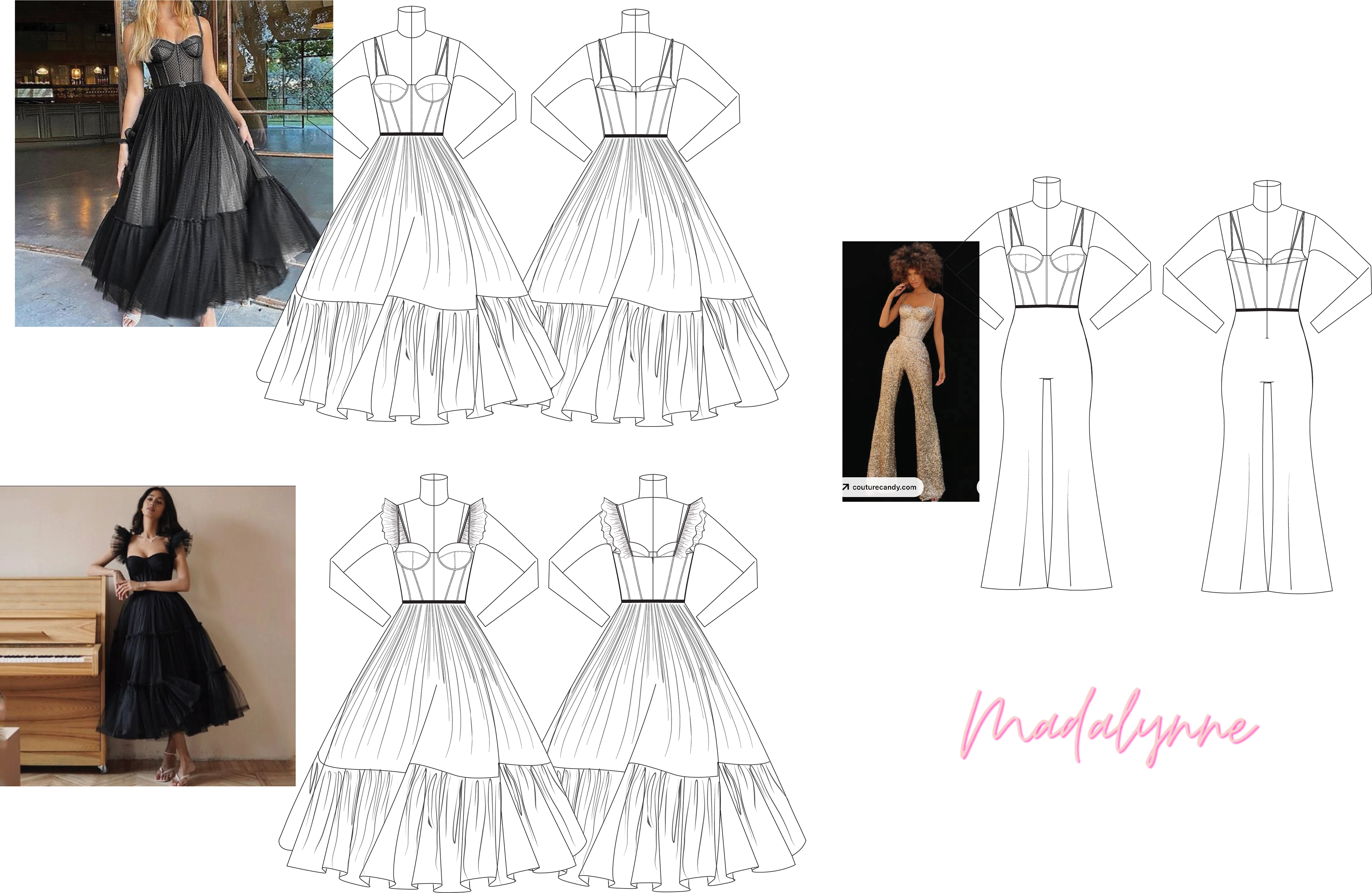 Example line sketches created for Madalynne Intimates based on reference images.
