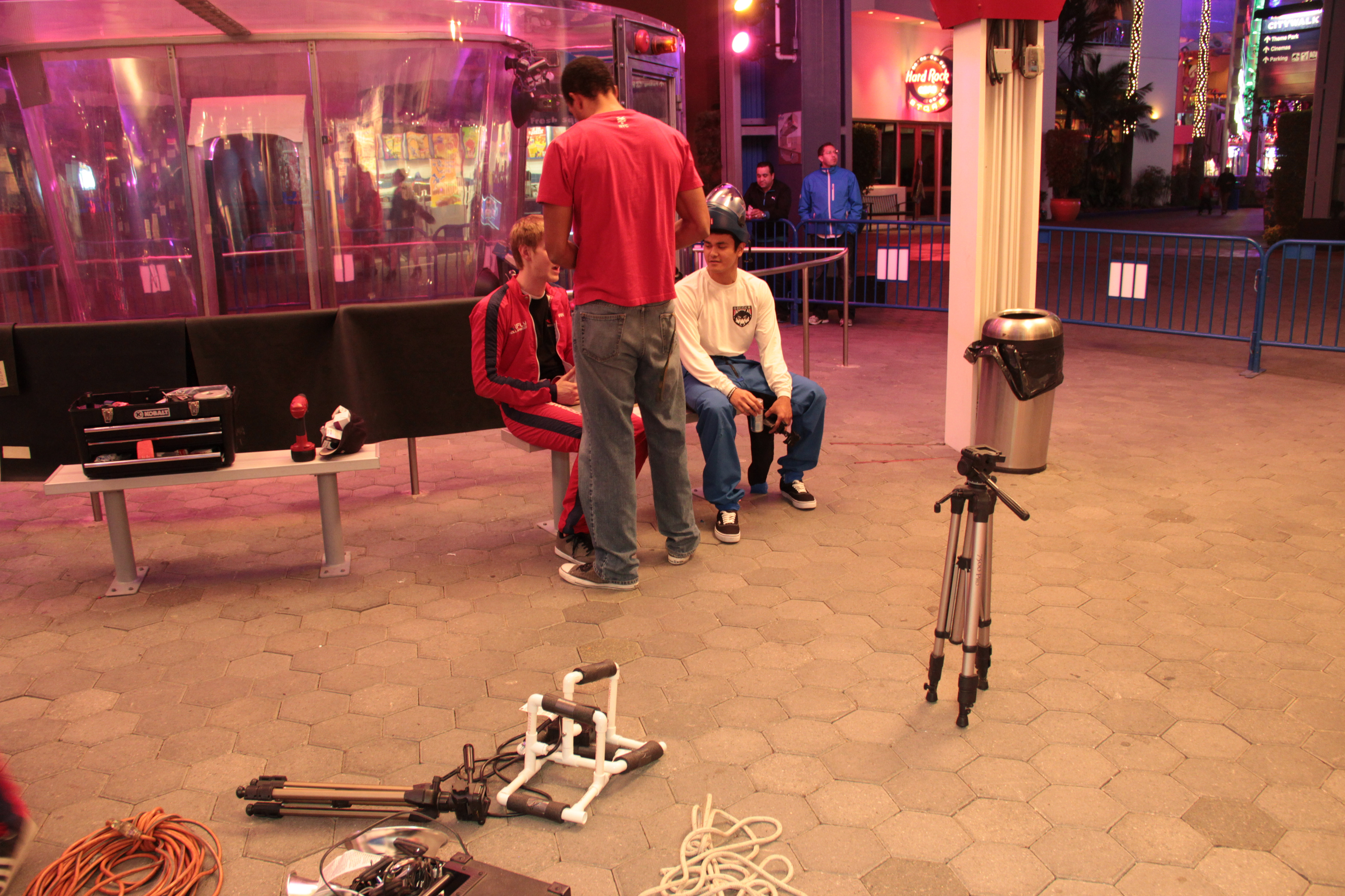 The PVC camera stabilizer rig on the floor was used for all shots