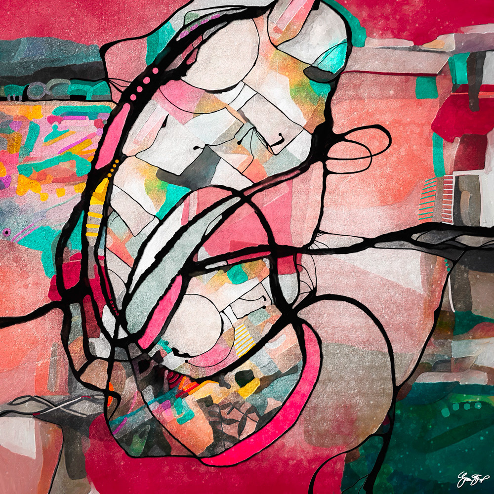 Abstract mixed media art by