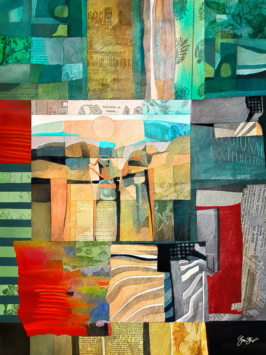 Mixed media collage art by Gina Startup