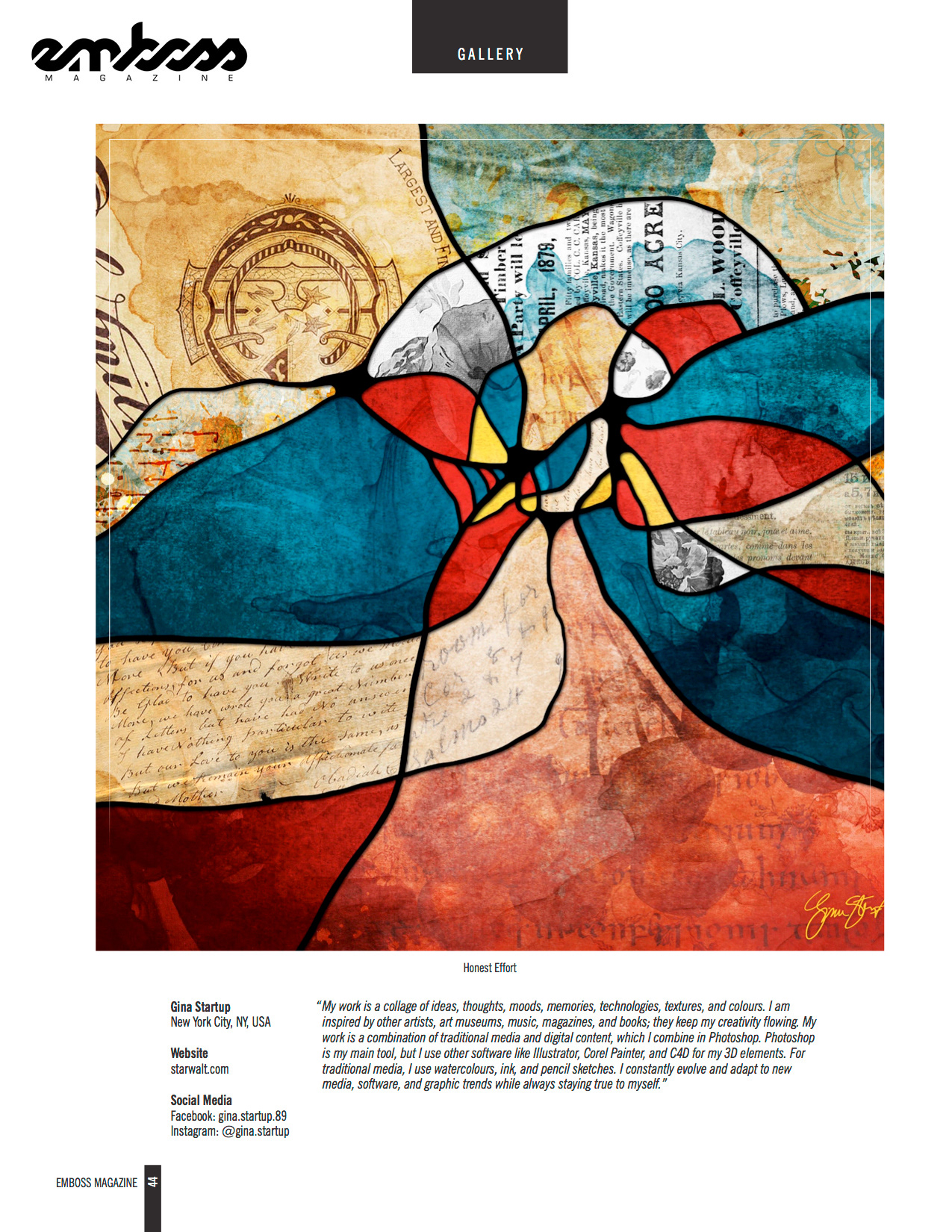 Gina Startup Featured in EMBOSS magazine