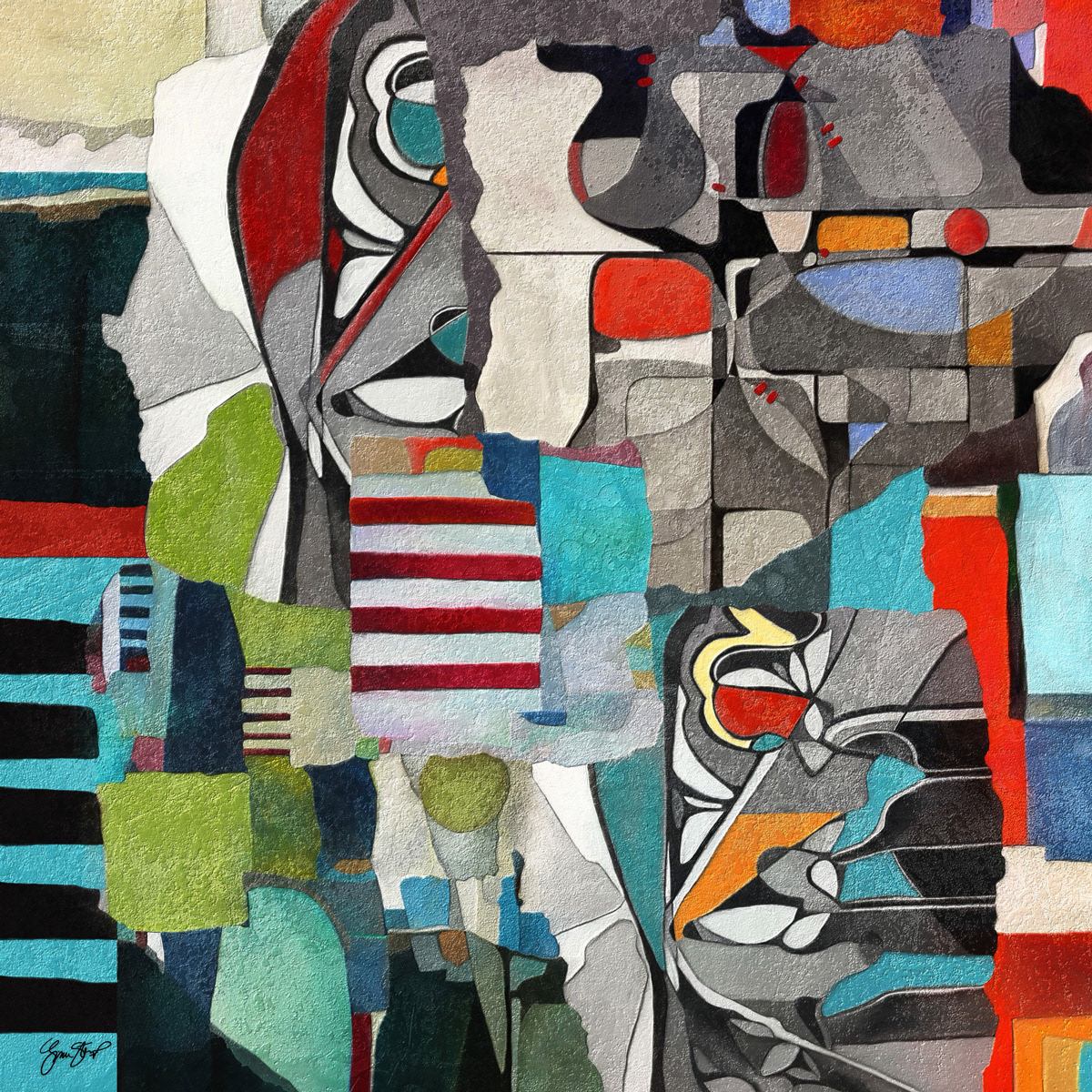 Mixed media abstract art by Gina Startup