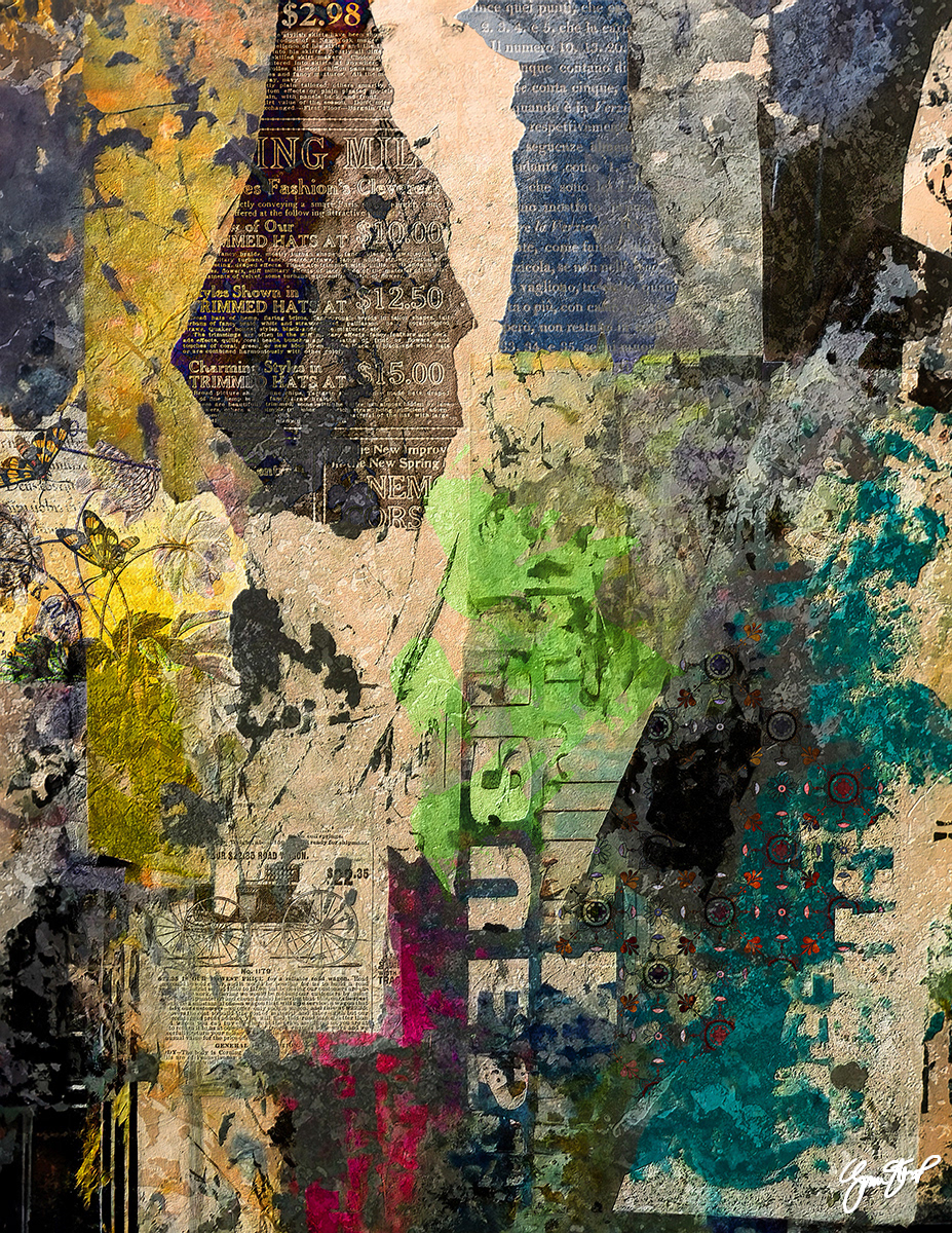 Smeared Paint on Vintage Paper