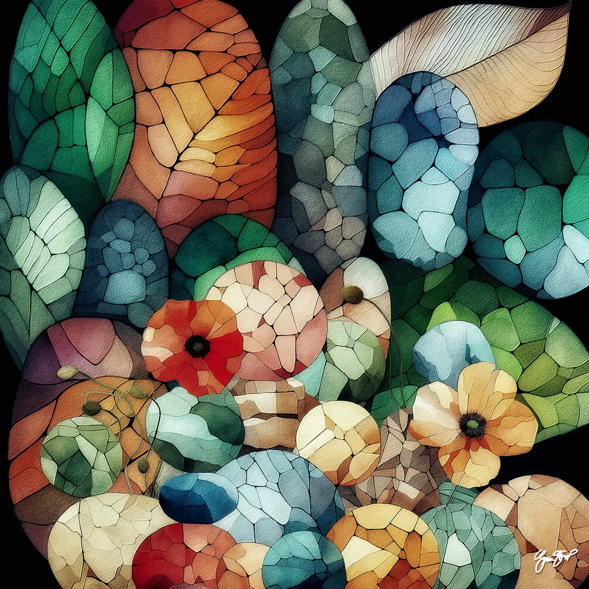 Poppies in Cracked Stones
