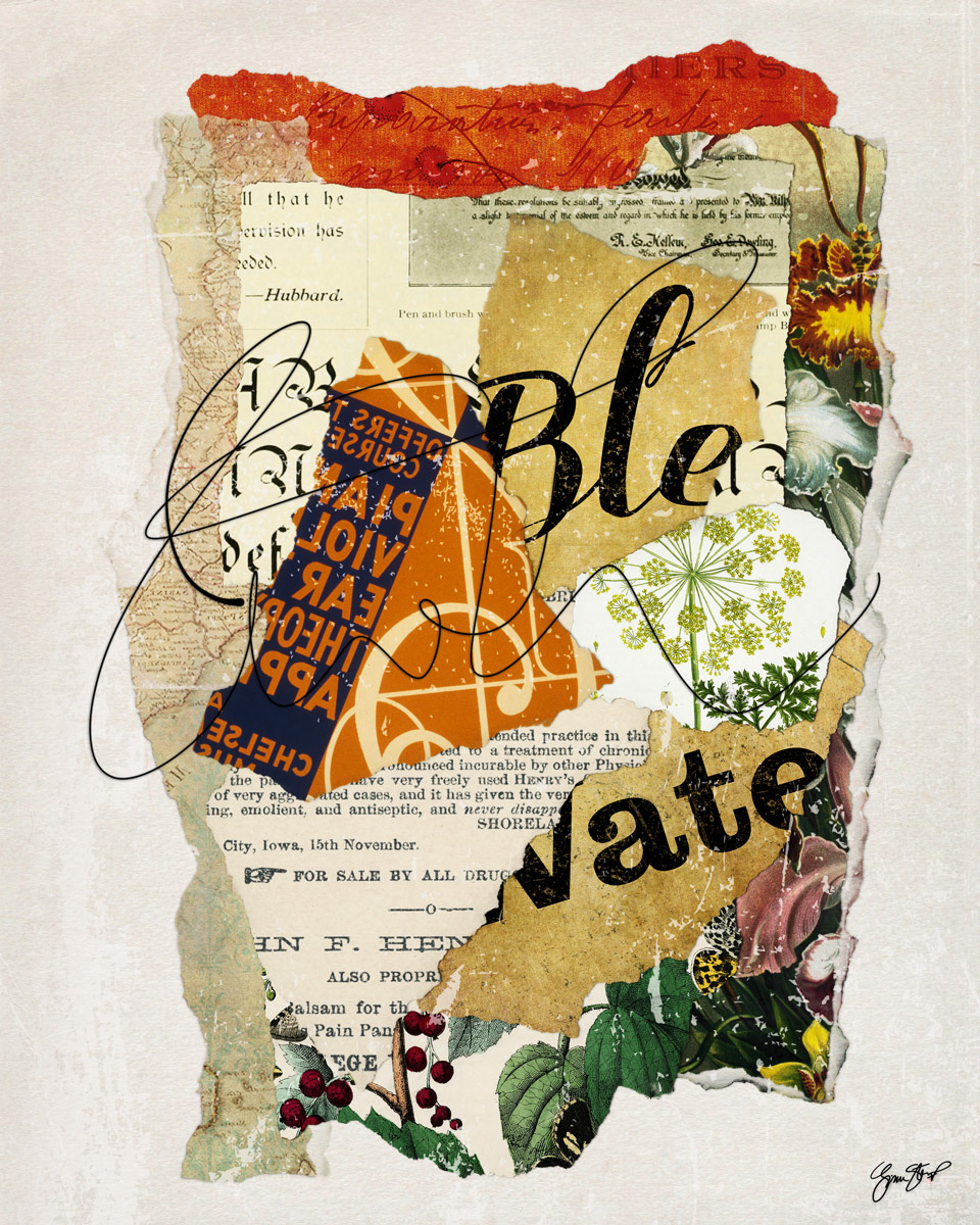 Mixed media collage art by Gina Startup