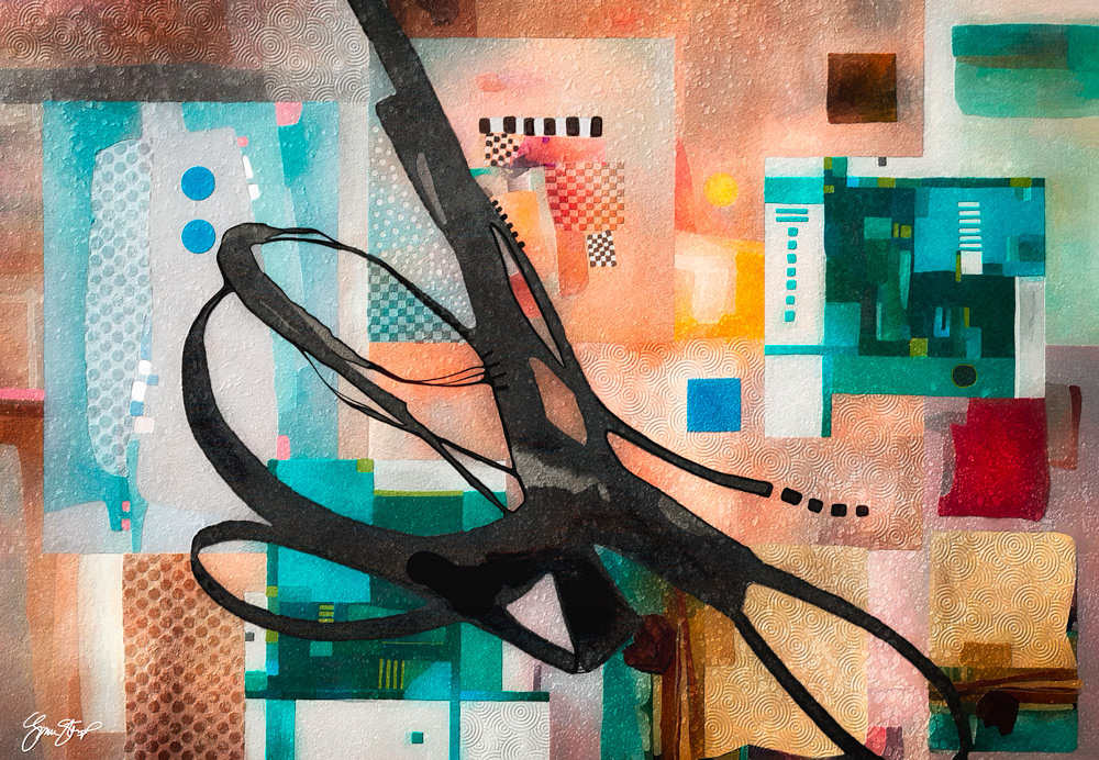 Mixed media abstract art by Gina Startup