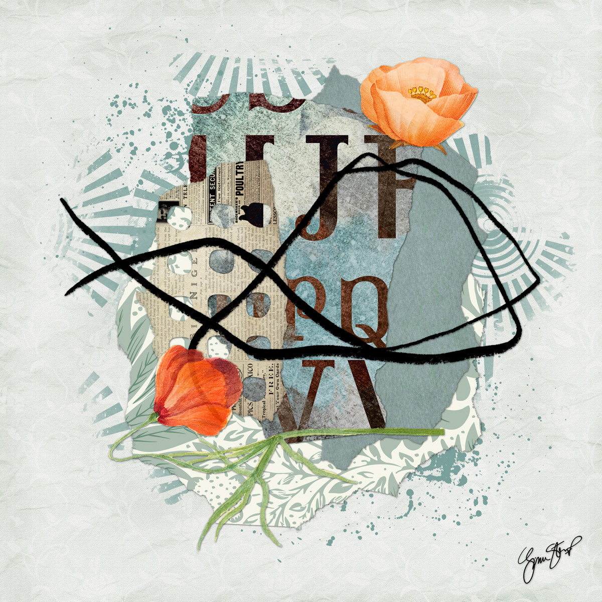 Atmospheric Poppies by Gina Startup