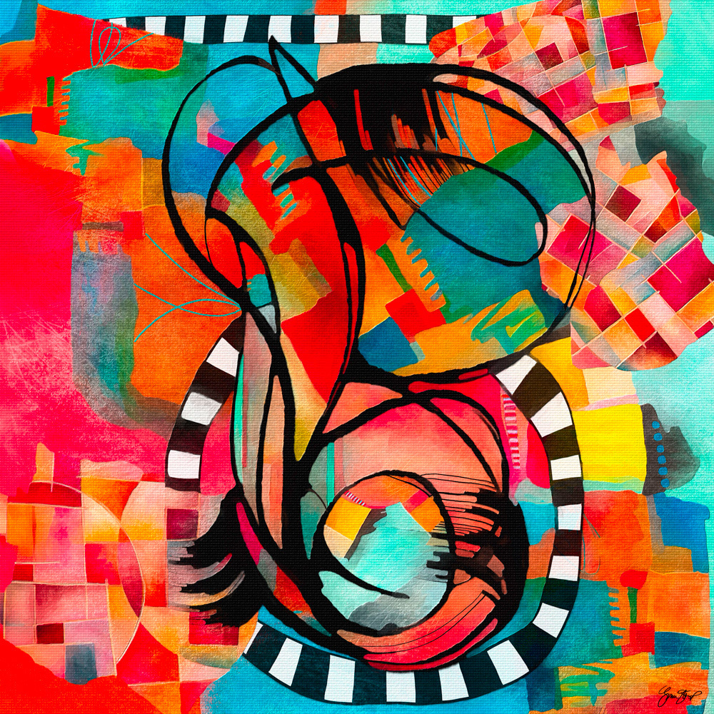 Mixed media abstract art by Gina Startup