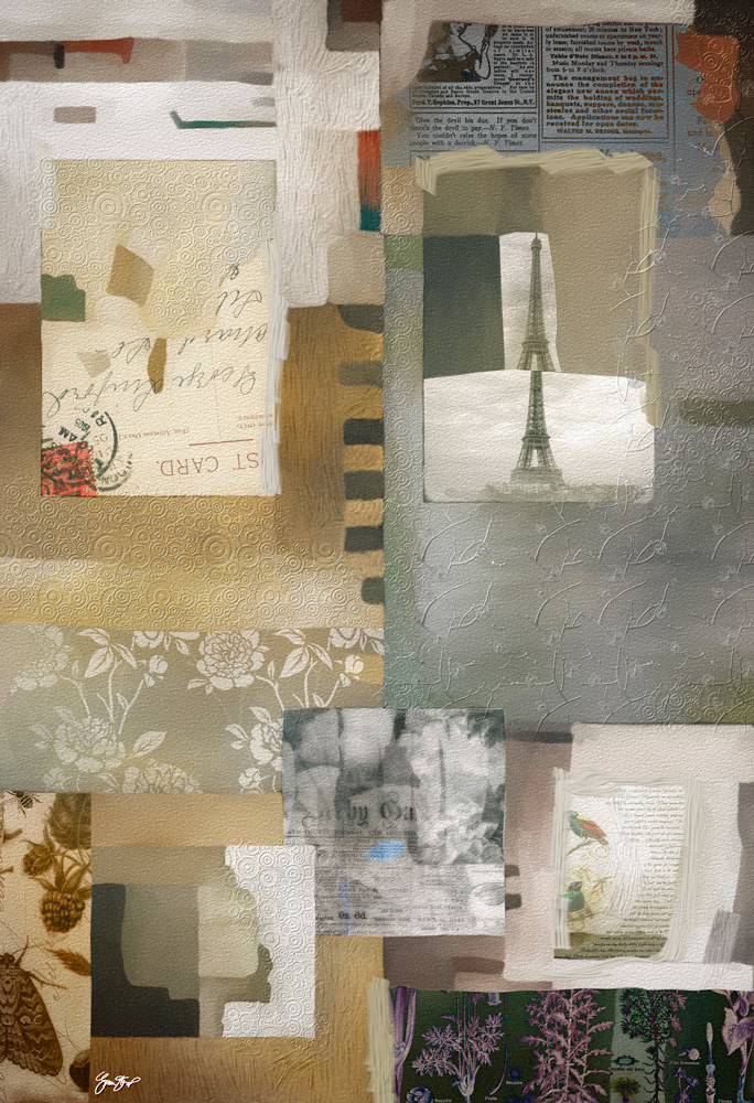 Mixed media collage art by Gina Startup