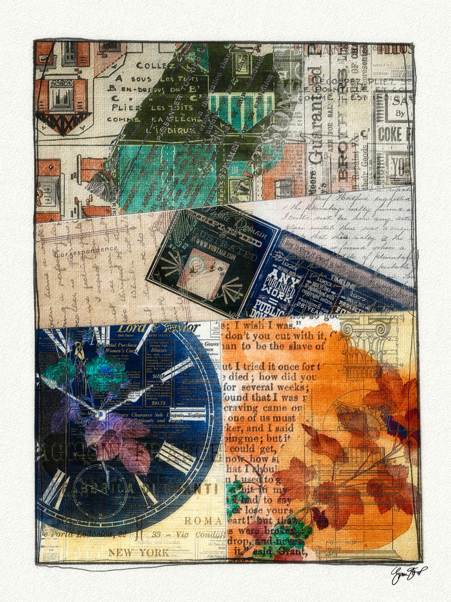 Mixed media collage art by Gina Startup