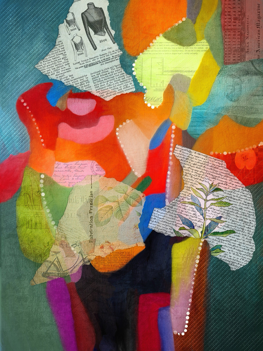 Mixed media collage art by Gina Startup