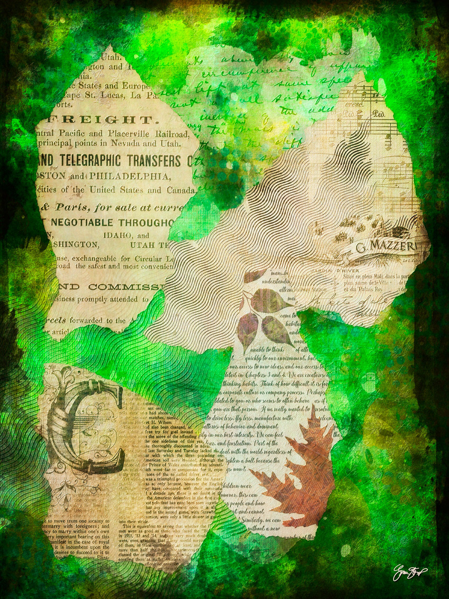 Mixed media collage art by Gina Startup