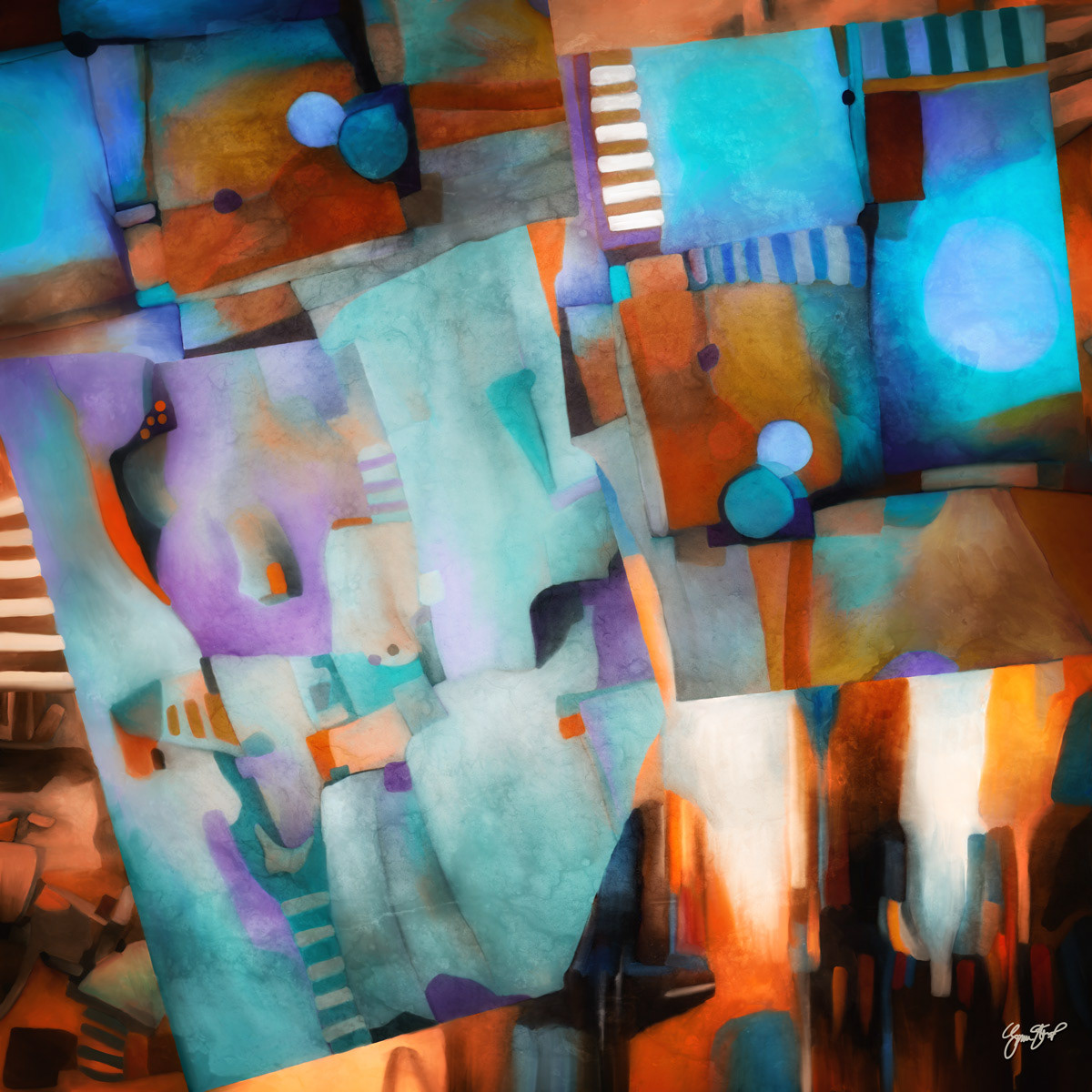 Mixed media abstract art by Gina Startup