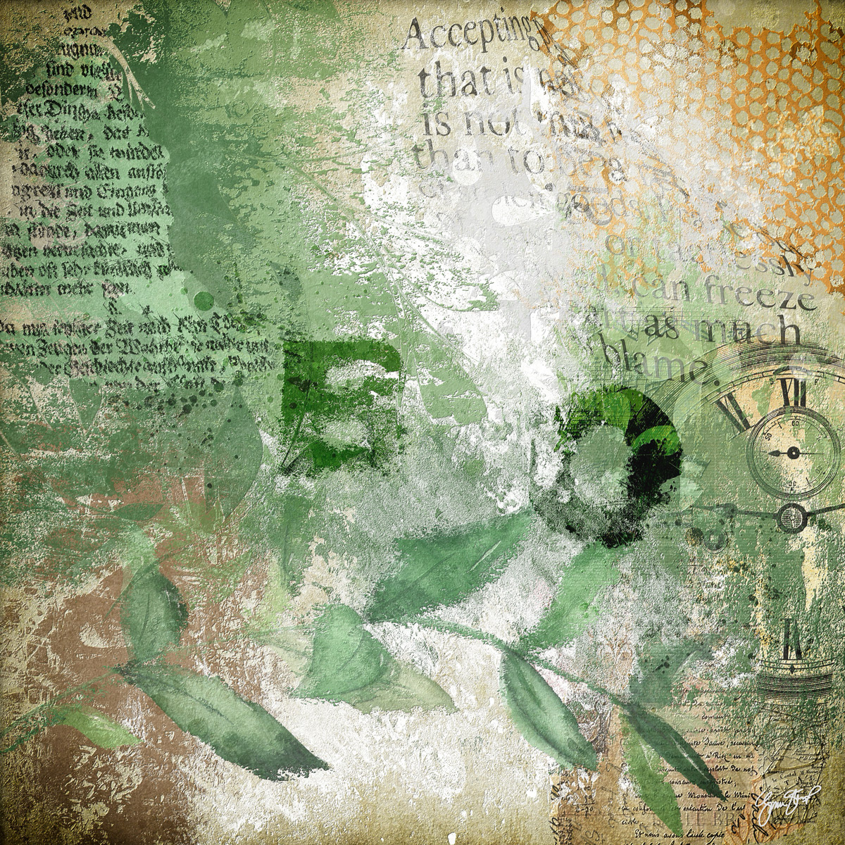Sage Leaf Covered in Snow by Gina Startup 