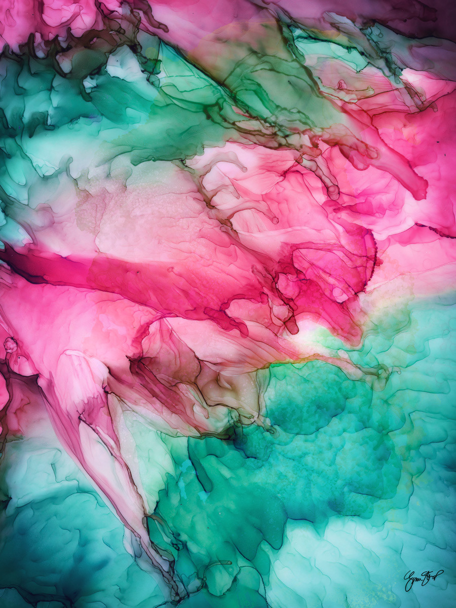 Liquid Teal & Pink by Gina Startup
