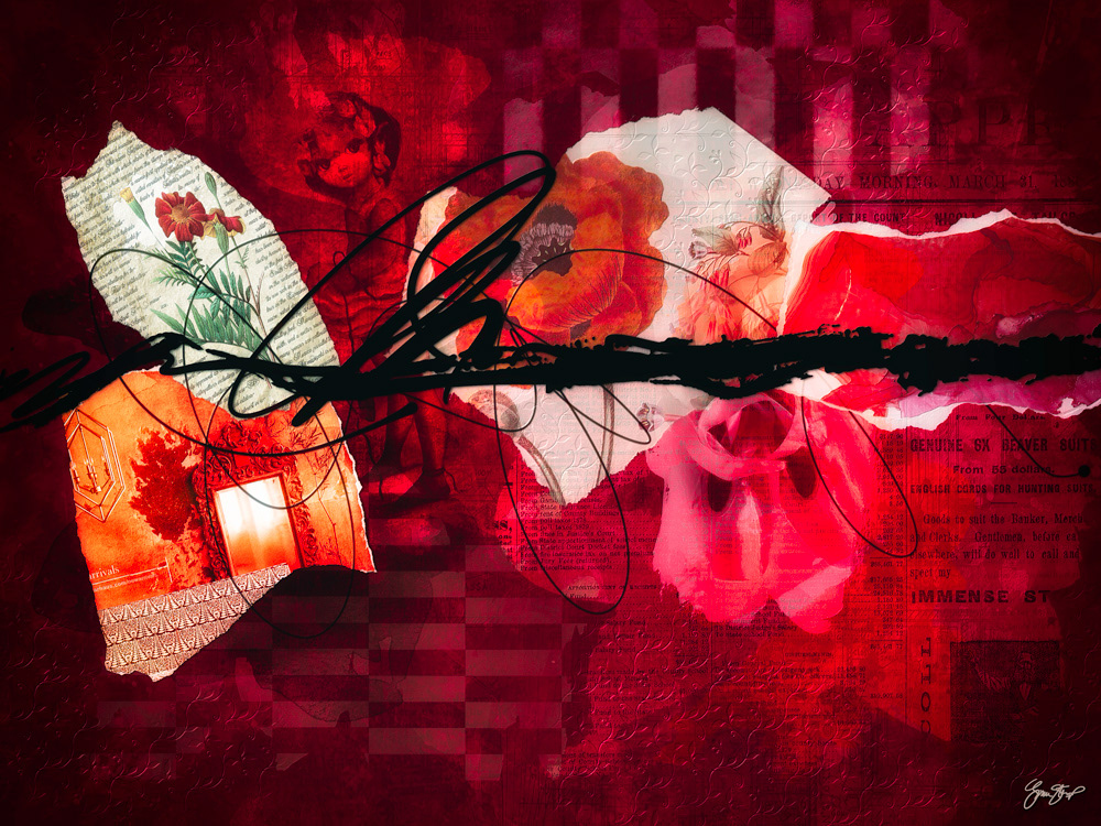 Mixed media collage art by Gina Startup