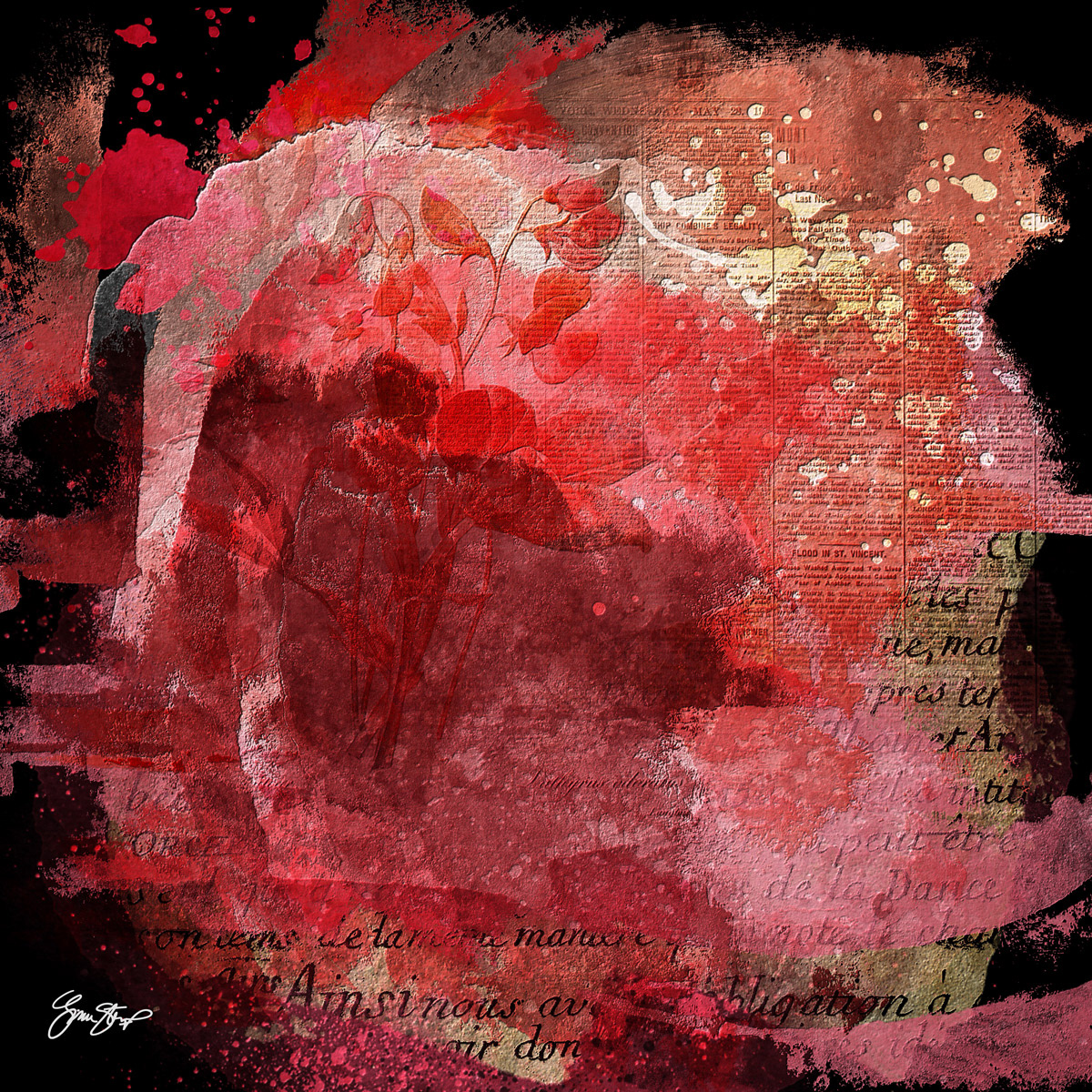 Pressed Red Flowers by Gina Startup