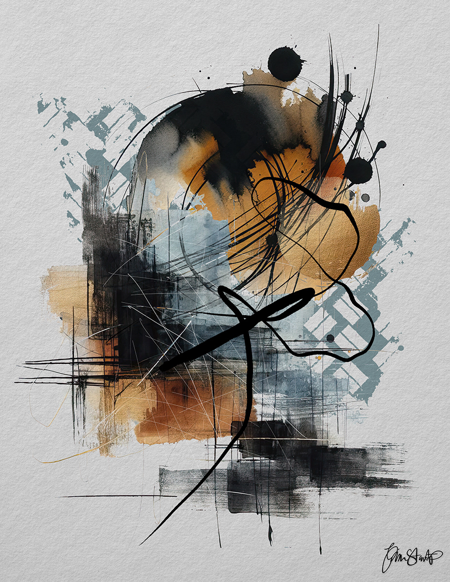 Shifting Spaces of Black, Blue, and Gold by Gina Startup