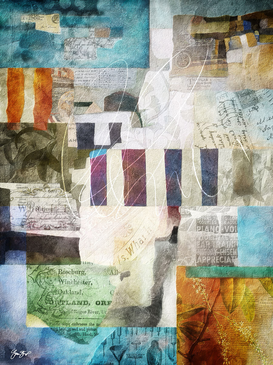 Mixed media collage art by Gina Startup