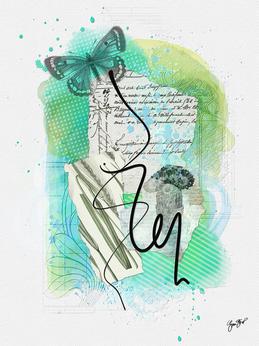 Mixed media collage art by Gina Startup