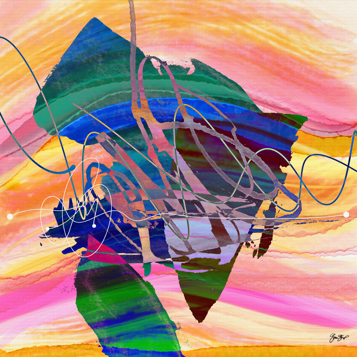 Water Abstract in Pink and Yellow by Gina Startup