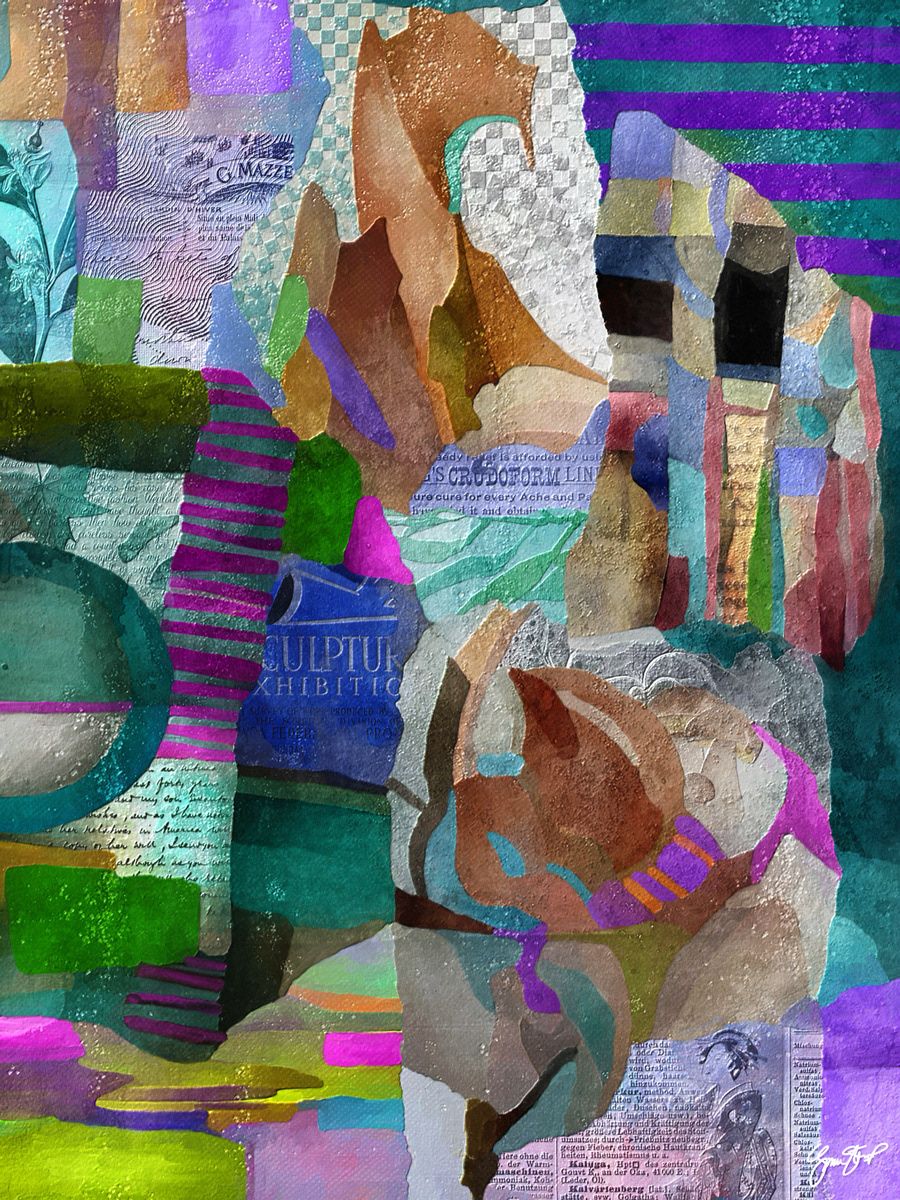 Mixed media collage art by Gina Startup
