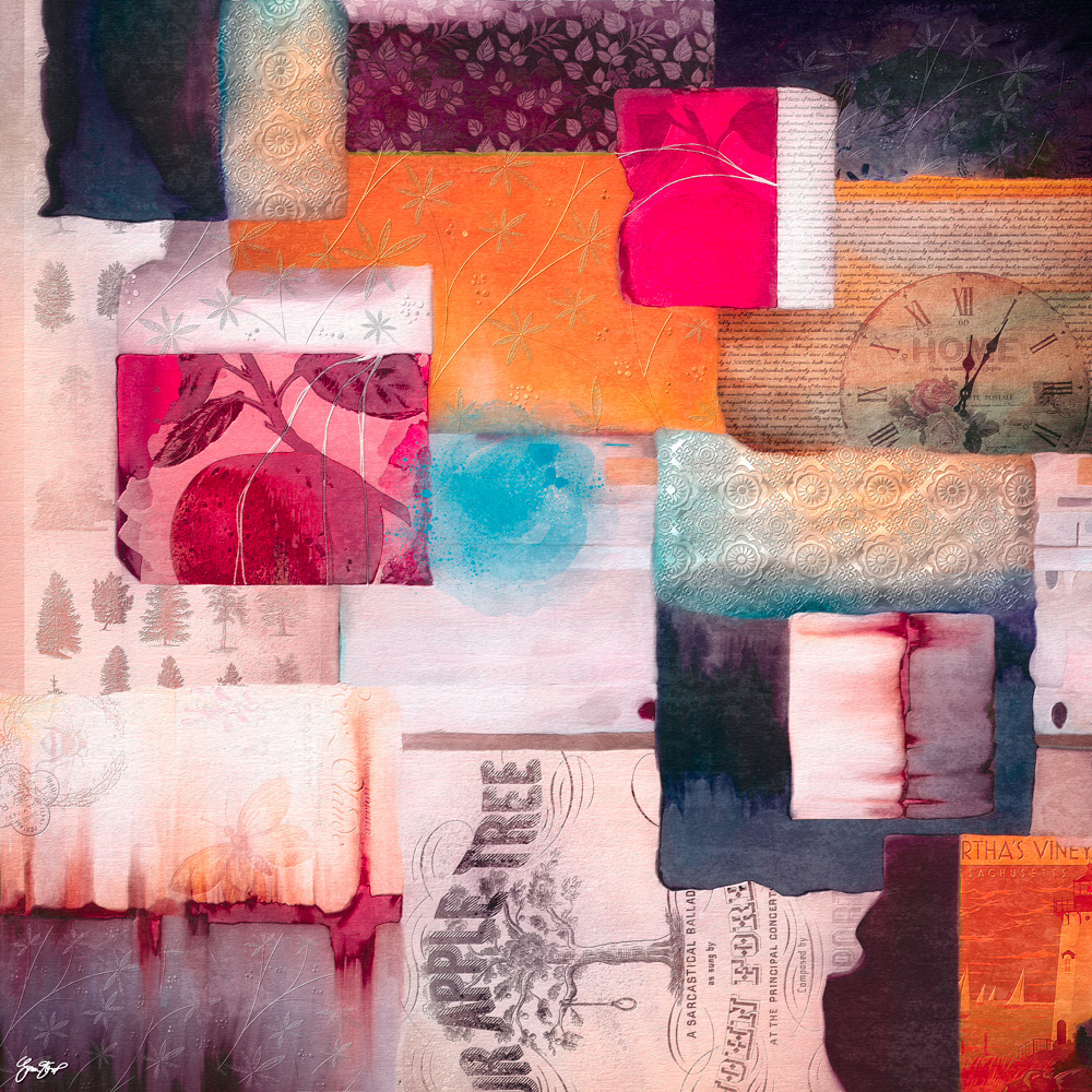 Mixed media collage art by Gina Startup 