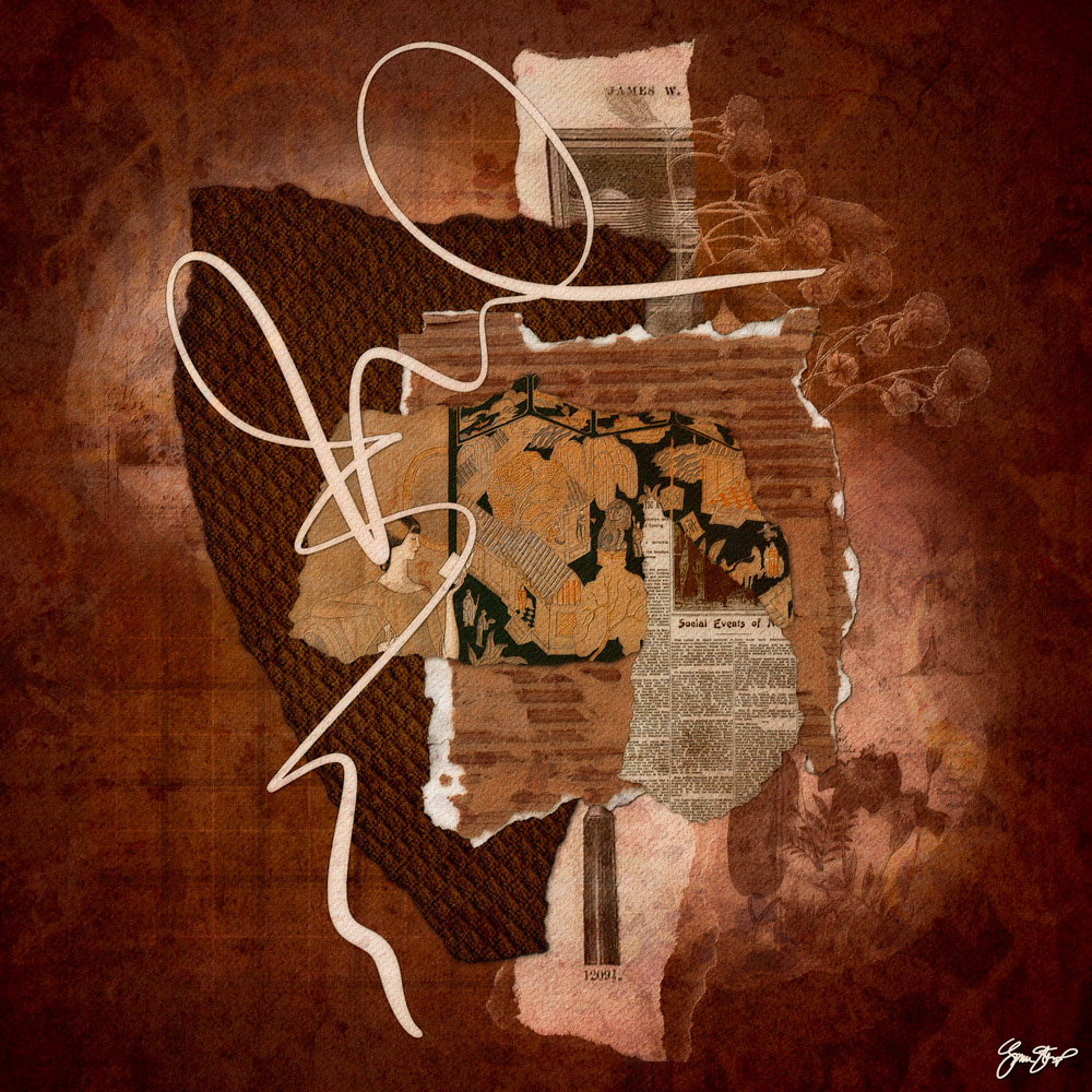 Mixed media collage art by Gina Startup