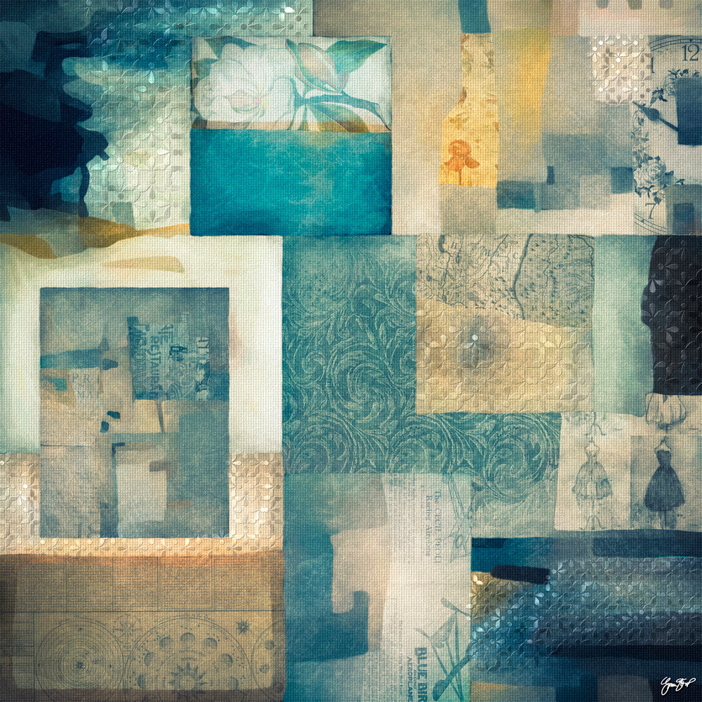 Mixed media collage art by Gina Startup
