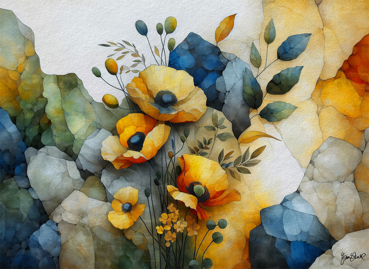 Yellow Poppies by Gina Startup
