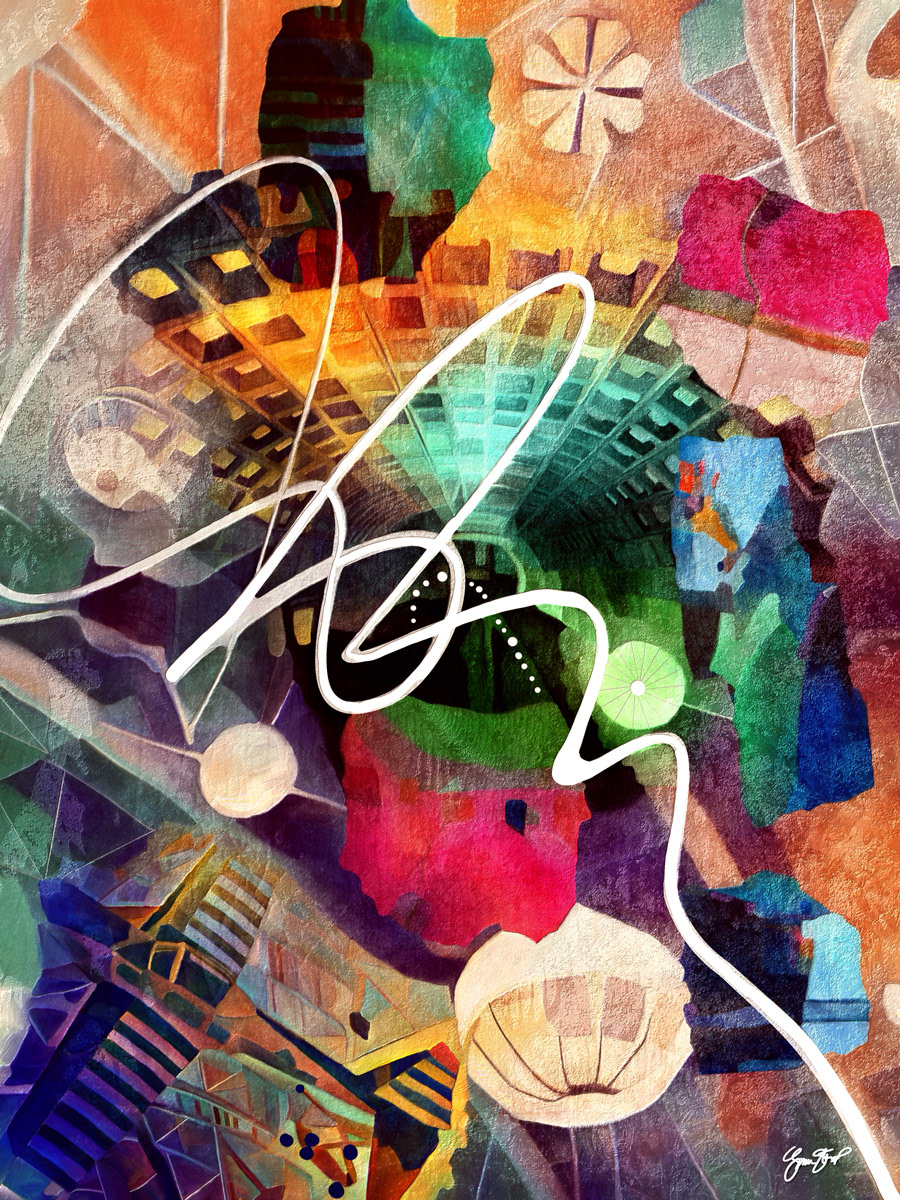Mixed media collage art by Gina Startup