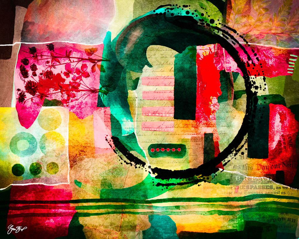 Mixed media collage art by Gina Startup