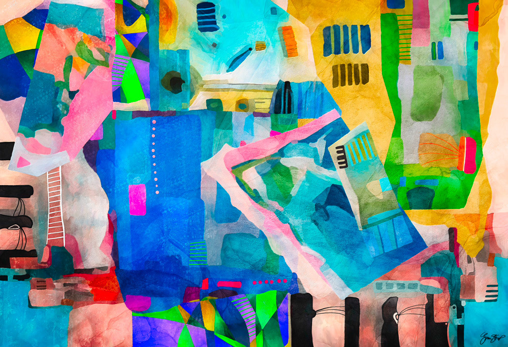 Mixed media abstract art by Gina Startup 