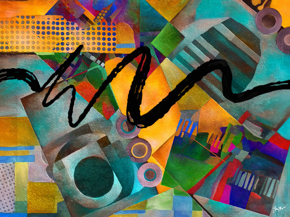 Mixed media abstract art by Gina Startup 