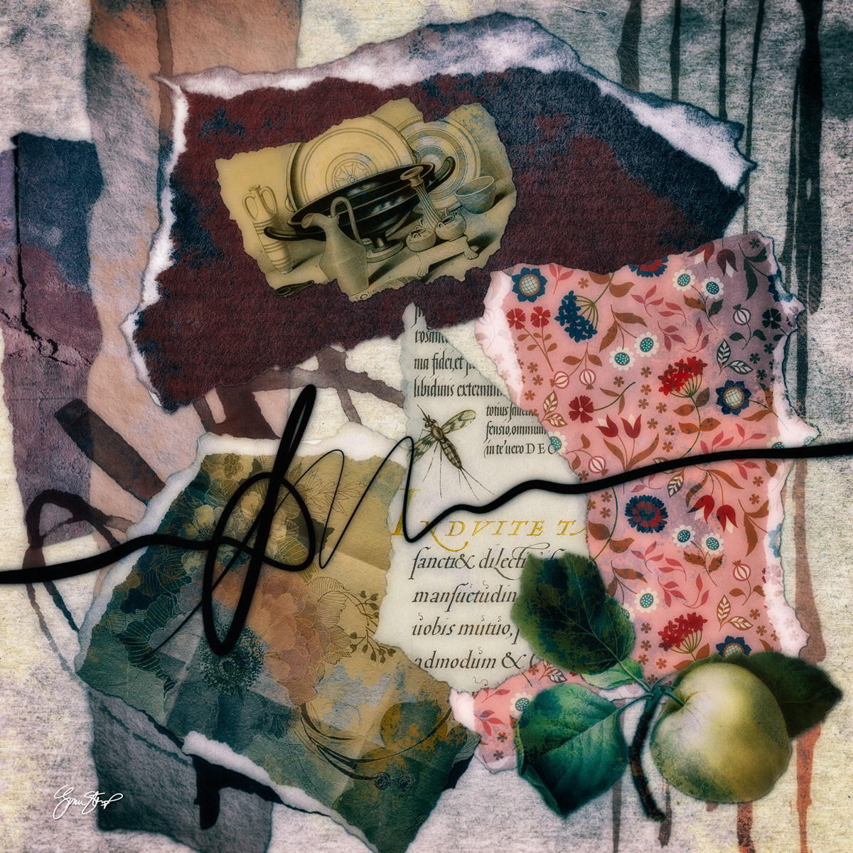 Green Apple Collage 29 by Gina Startup