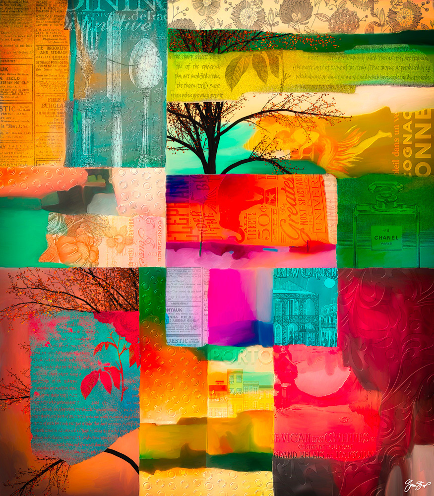 Mixed media collage art by Gina Startup