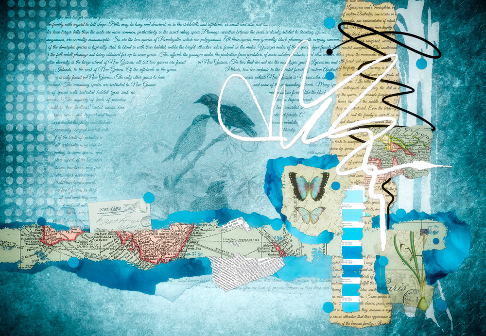 Mixed media collage art by Gina Startup