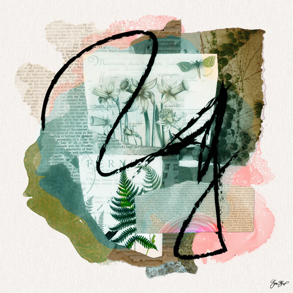 Mixed media collage art by Gina Startup
