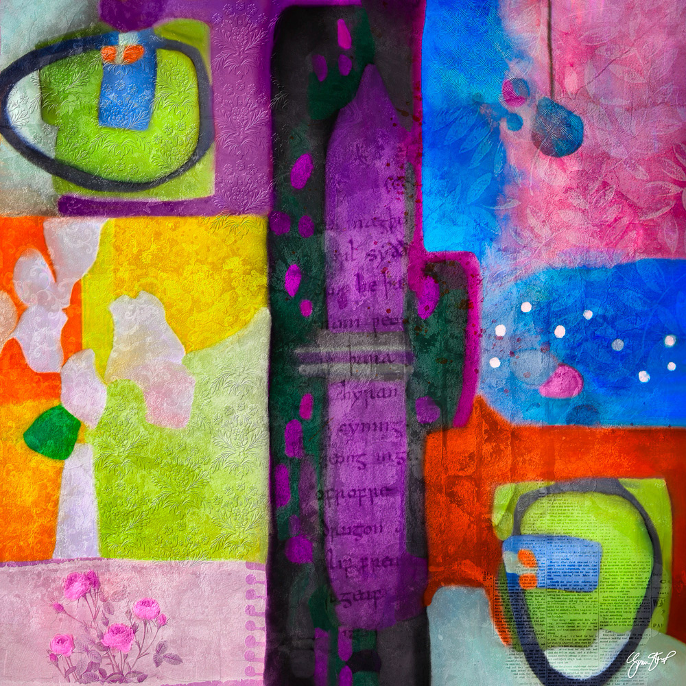 Abstract collage art by Gina Startup