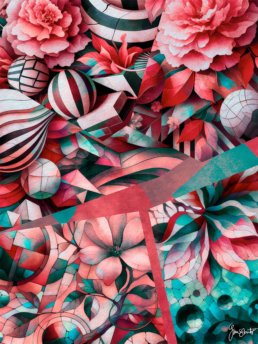 Teal and PinK Symmetry BY Gina Startup 