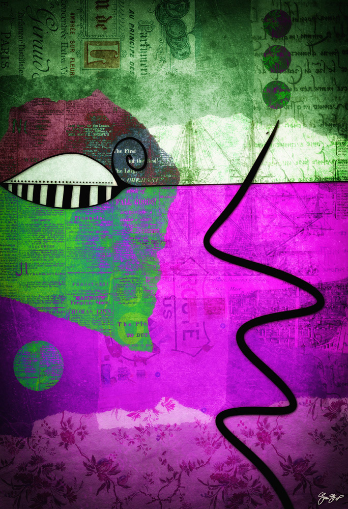 Mixed media collage art by Gina Startup