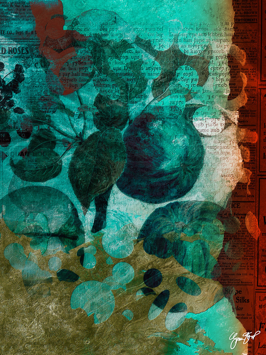 Fruits in Teal Room by Gina Startup 