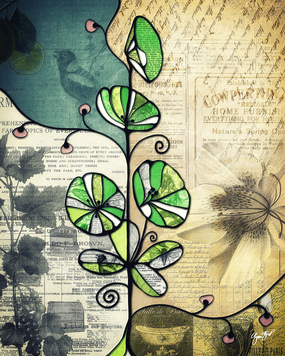Mixed media collage art by Gina Startup