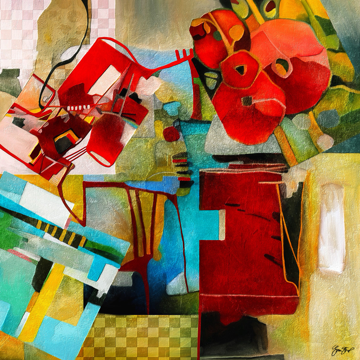 Mixed media abstract art by Gina Statup 