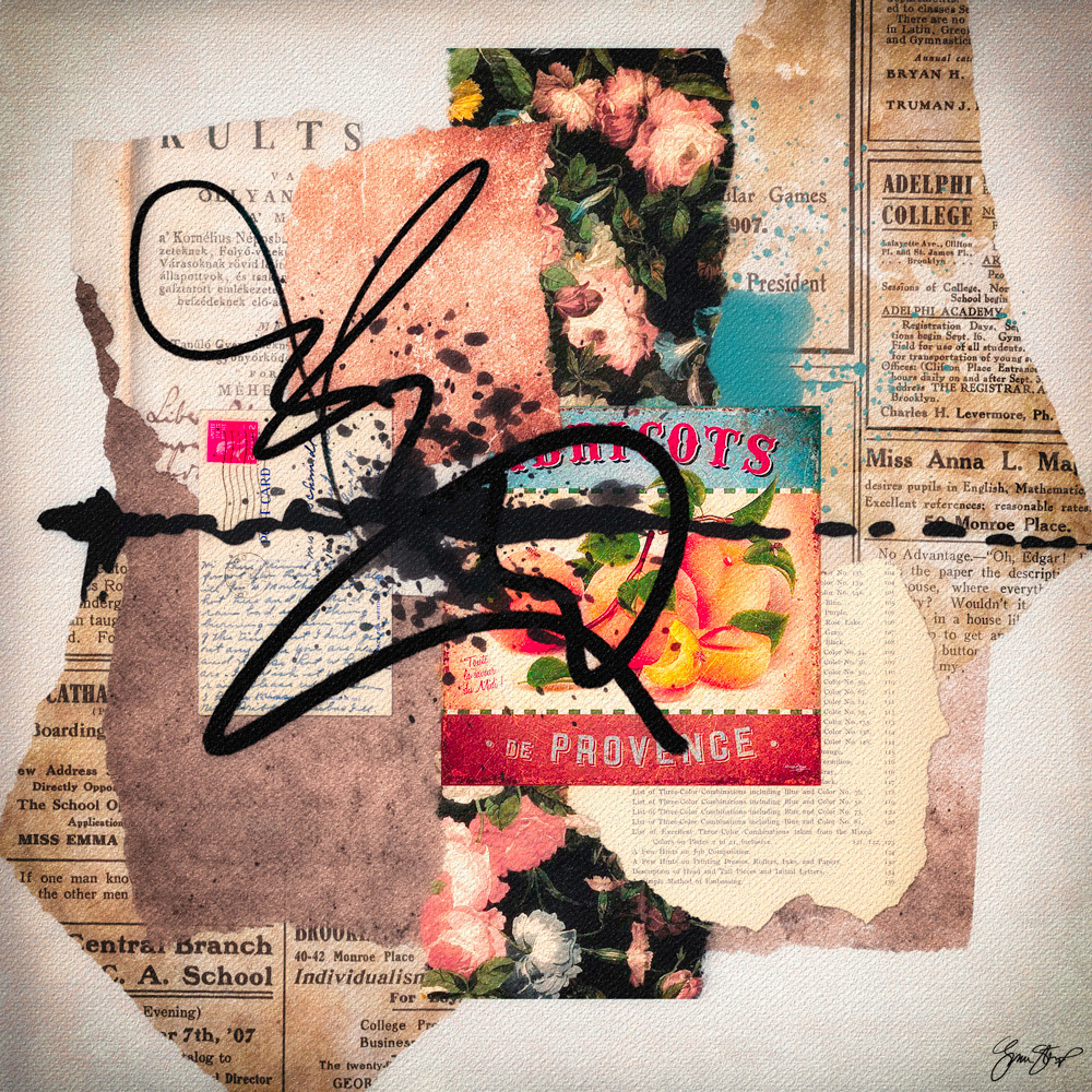 Mixed media collage art by Gina Startup