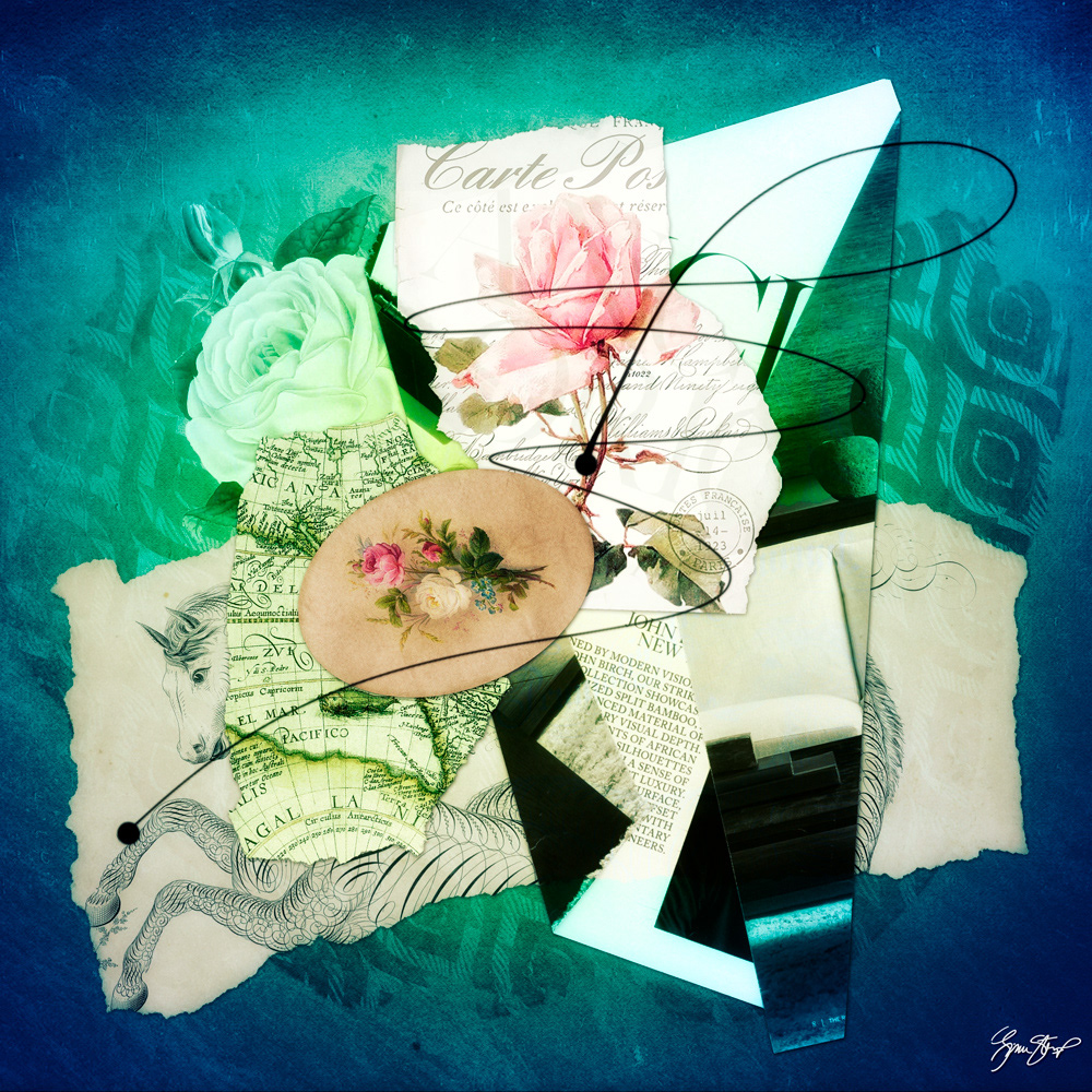 Mixed media collage art by Gina Startup 